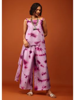 KALKI FASHION - Lavender and Plum Tie Dye Print Kurta with Bottom in Georgette (Set of 2)