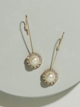 Pipa Bella by Nykaa Fashion - Gold And White Pearl Drop Earrings
