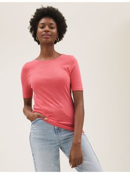 Marks & Spencer - Pink Pure Cotton Regular Fit T-Shirt