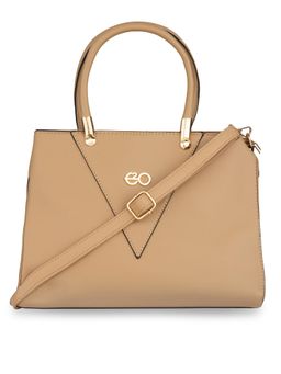 E2O - Beige Stylish Metallic Touch Satchel For Women's