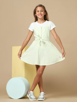 U.S. POLO ASSN. - Girls Vertical Striped Mini Dress with Belt