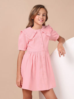 U.S. POLO ASSN. - Girls Cape Collar Solid Mini Dress