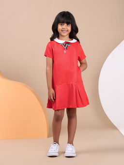 U.S. POLO ASSN. - Girls Peter Pan Collar Pure Cotton Dress