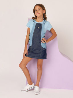 U.S. POLO ASSN. - Girls Colorblock Dungaree Dress