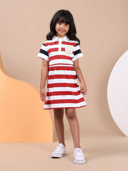 U.S. POLO ASSN. - Girls Horizontal Striped Knitted Dress