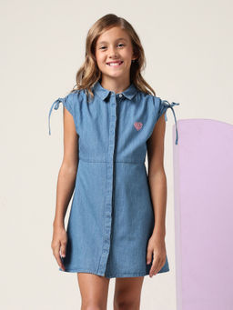 U.S. POLO ASSN. - Girls Denim Fit and Flare Dress
