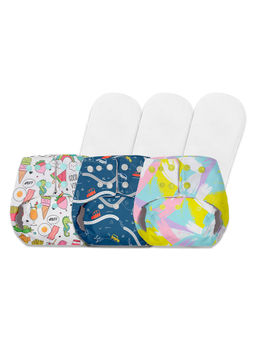 BASIC - Pack Of 3 Reusable Freesize Cloth Diapers For Baby 0-3 Yrs With 3 Inserts