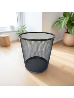 STOR - Ash Grey Round Mesh Trash Can - 7L Rust-Proof Metal Waste Bin