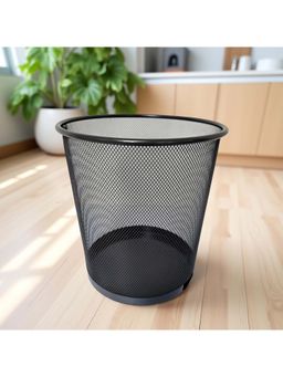 STOR - Ash Grey Round Mesh Trash Can - 11L Rust-Proof Metal Waste Bin