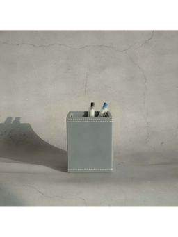 STOR - Powder Grey Pu Leather Stationary Holder