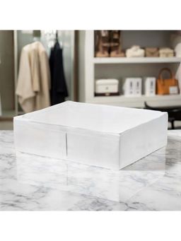 STOR - White Polyester Under Bed Storage Organizer With Zip Lid - Foldable & Washable