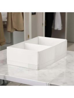 STOR - White Polyester Storage Organizer - 2 Compartments, Foldable & Washable