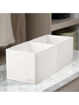 STOR - White Polyester Storage Organizer - 2 Compartments, Foldable & Washable