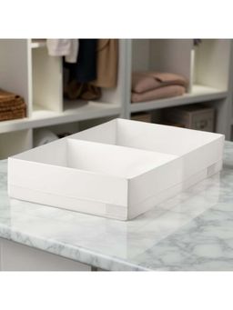 STOR - White Polyester Storage Organizer - 2 Compartments, Foldable & Washable