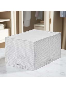 STOR - White Polyester Storage Organizer With Zip Lid - Foldable, Washable & Space-Saving