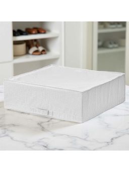 STOR - White Polyester Under Bed Storage Organizer With Zip Lid - Foldable