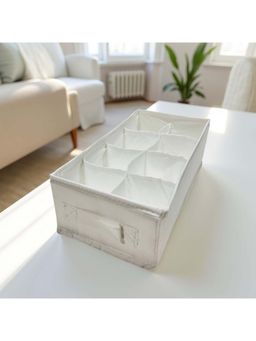 STOR - White Polyester Storage Organizer - Foldable, Washable, Dustproof & Multi-Compartment