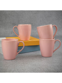 HomeTown - Palette Ceramic Coffee Mug 414 Ml Set Of 4 In Pink Colour