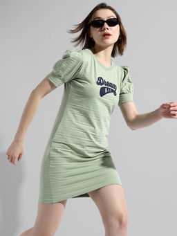 PINACOLADA - Womens Green Printed Regular Fit Dress