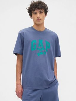 GAP - Blue Mickey Mouse Logo Print Crew Neck T-Shirt