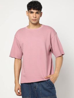 GAP - Mauve Embroidered Oversized Crew Neck Drop-Shoulder T-Shirt