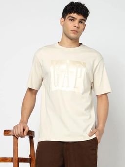 GAP - Cream Graphic Print Relaxed Crew Neck T-Shirt