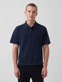 GAP - Navy Blue Polo Neck Relaxed Polo T-Shirt