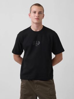 GAP - Black Logo Print Crew Neck T-Shirt