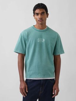GAP - Blue Logo Print Crew Neck T-Shirt