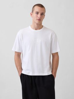 GAP - White Logo Print Crew Neck T-Shirt