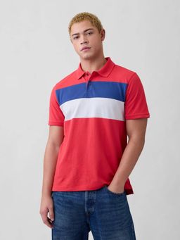 GAP - Blue Horizontal Stripes Polo Neck T-Shirt