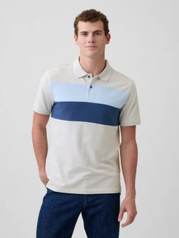 GAP - Grey Horizontal Stripes Polo Neck T-Shirt