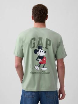 GAP - Green Logo Print Mickey Mouse Crew Neck T-Shirt
