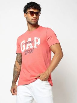 GAP - Coral Logo Print Crew Neck Slim T-Shirt