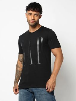 GAP - Black Logo Print Slim Crew Neck T-Shirt