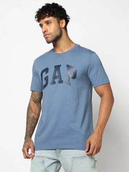 GAP - Blue Logo Print Crew Neck T-Shirt
