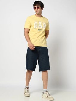 GAP - Yellow Logo Print Slim Crew Neck T-Shirt
