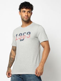 GAP - Grey Logo Print Slim Fit Crew Neck T-Shirt
