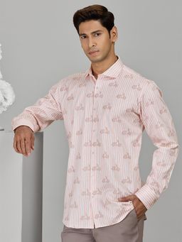 Albino - Peach Cotton Casual Full Sleeves Shirt