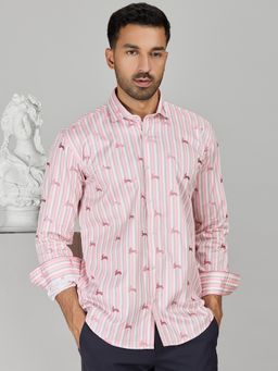 Albino - Pink Cotton Casual Full Sleeves Shirt