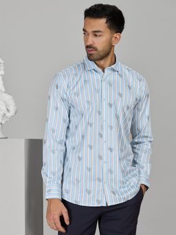 Albino - Blue Cotton Casual Full Sleeves Shirt