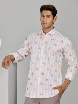Albino - Peach Cotton Casual Full Sleeves Shirt