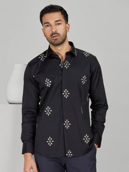 Albino - Black Cotton Casual Full Sleeves Shirt