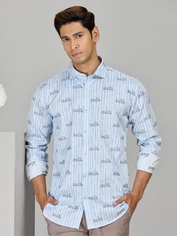 Albino - Blue Cotton Casual Full Sleeves Shirt