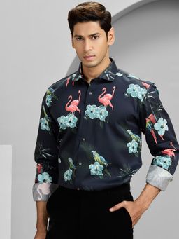 Albino - Navy Blue Cotton Casual Full Sleeves Shirt