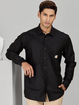 Albino - Black Cotton Casual Full Sleeves Shirt