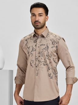 Albino - Brown Cotton Casual Full Sleeves Shirt