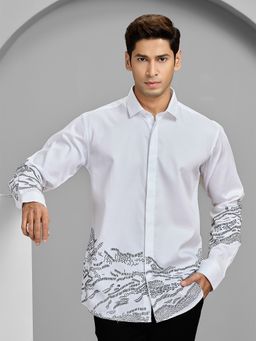 Albino - White Cotton Casual Full Sleeves Shirt