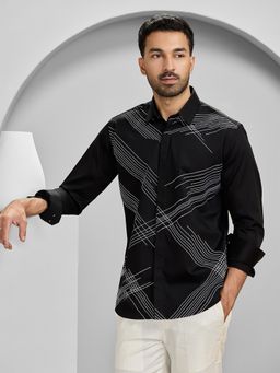 Albino - Black Cotton Casual Full Sleeves Shirt