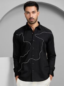 Albino - Black Cotton Casual Full Sleeves Shirt